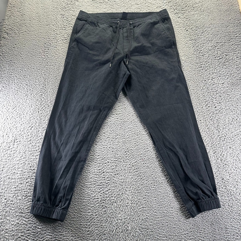 Gap Pant Mens L Black Cotton Jogger Tapered Leg Drawstring Workwear Travel